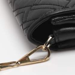 Pre Owned حقيبة كتف لانسيل بسلسلة جلد مبطن أسود