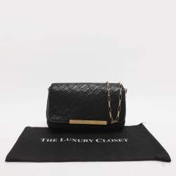 Pre Owned حقيبة كتف لانسيل بسلسلة جلد مبطن أسود