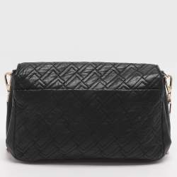 Pre Owned حقيبة كتف لانسيل بسلسلة جلد مبطن أسود