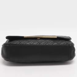 Pre Owned حقيبة كتف لانسيل بسلسلة جلد مبطن أسود