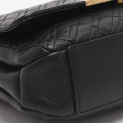Pre Owned حقيبة كتف لانسيل بسلسلة جلد مبطن أسود