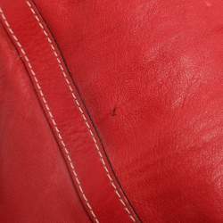 Pre Owned Lancel Red Leather Drawstring Hobo