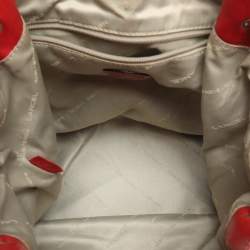 Pre Owned Lancel Red Leather Drawstring Hobo