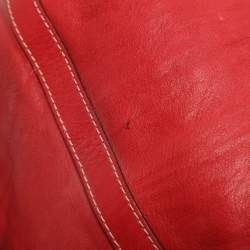 Pre Owned Lancel Red Leather Drawstring Hobo