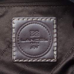 Pre Owned Lancel Front Pocket Black/Dark Brown Nylon and Leather Satchel