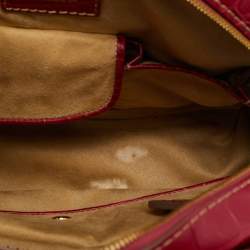 Pre Owned Lancel Adjani Fuchsia Croc Embossed Leather Satchel