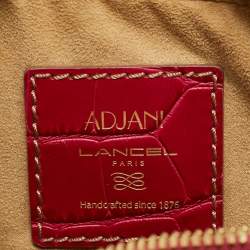 Pre Owned Lancel Adjani Fuchsia Croc Embossed Leather Satchel