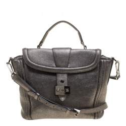 Lancel Metallic Grey Leather Satchel
