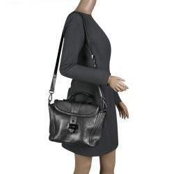 Lancel Metallic Grey Leather Satchel