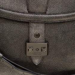 Lancel Metallic Grey Leather Satchel