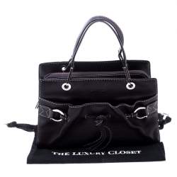 Pre Owned Lancel Dark Purple Leather Tote