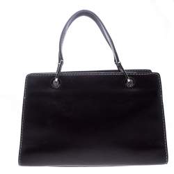Pre Owned Lancel Dark Purple Leather Tote