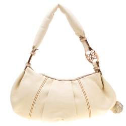 Lancel Cream Leather Hobo