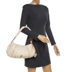 Lancel Cream Leather Hobo