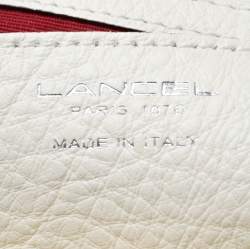 Lancel White Leather Small Charlie Top Handle Bag