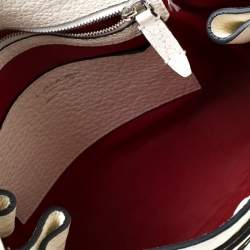 Lancel White Leather Small Charlie Top Handle Bag