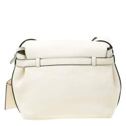 Lancel White Leather Small Charlie Top Handle Bag