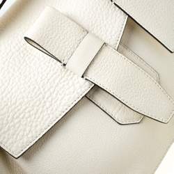 Lancel White Leather Small Charlie Top Handle Bag