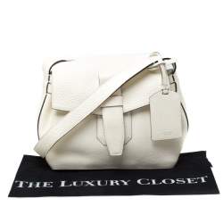 Lancel White Leather Small Charlie Top Handle Bag