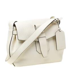 Lancel White Leather Small Charlie Top Handle Bag