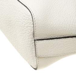 Lancel White Leather Small Charlie Top Handle Bag