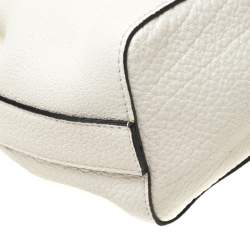 Lancel White Leather Small Charlie Top Handle Bag