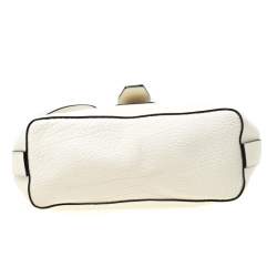 Lancel White Leather Small Charlie Top Handle Bag