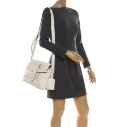Lancel White Leather Small Charlie Top Handle Bag