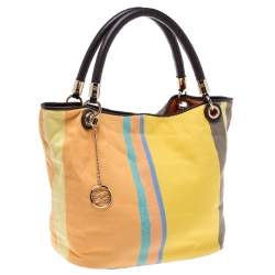 Pre Owned Lancel Multicolor Stripe Canvas French Flair Tote