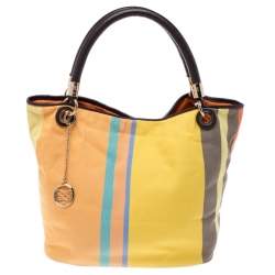 Pre Owned Lancel Multicolor Stripe Canvas French Flair Tote