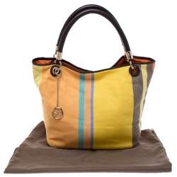 Pre Owned Lancel Multicolor Stripe Canvas French Flair Tote