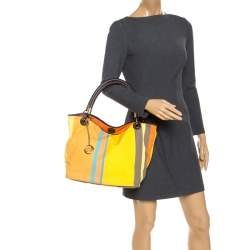 Pre Owned Lancel Multicolor Stripe Canvas French Flair Tote