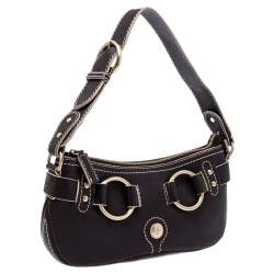 Pre Owned Lancel Dark Brown Leather Shoulder Bag