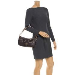 Pre Owned Lancel Dark Brown Leather Shoulder Bag