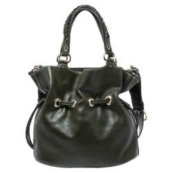 Pre Owned Lancel Green Leather Premiere Flirt Bucket Shoulder Bag