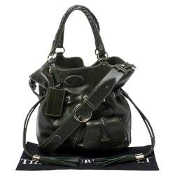Pre Owned Lancel Green Leather Premiere Flirt Bucket Shoulder Bag