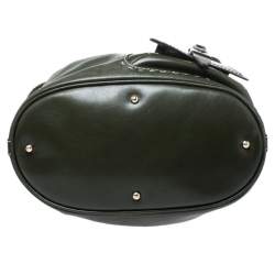 Pre Owned Lancel Green Leather Premiere Flirt Bucket Shoulder Bag