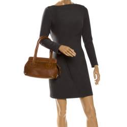 Pre Owned Lancel Tan Leather Shoulder Bag