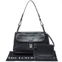 Pre Owned Lancel Black Leather Flap Shoulder Bag