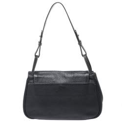 Pre Owned Lancel Black Leather Flap Shoulder Bag