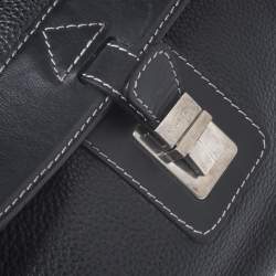 Pre Owned Lancel Black Leather Flap Shoulder Bag