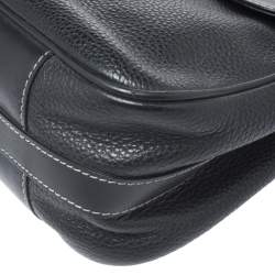 Pre Owned Lancel Black Leather Flap Shoulder Bag