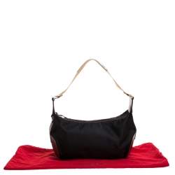Lancel Black/Brown Nylon and Leather Small Miss Bowling Shoulder Bag