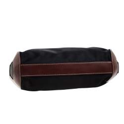 Lancel Black/Brown Nylon and Leather Small Miss Bowling Shoulder Bag
