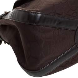 Pre Owned Lancel Brown Canvas and Leather Tassel Flap Shoulder Bag