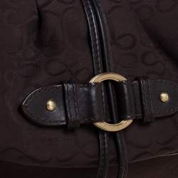 Pre Owned Lancel Brown Canvas and Leather Tassel Flap Shoulder Bag