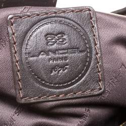 Pre Owned Lancel Brown Canvas and Leather Tassel Flap Shoulder Bag