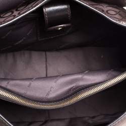 Pre Owned Lancel Brown Canvas and Leather Tassel Flap Shoulder Bag