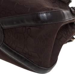 Pre Owned Lancel Brown Canvas and Leather Tassel Flap Shoulder Bag