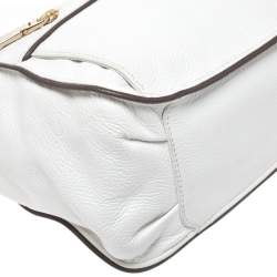 Lancel White Leather Front Pocket Shoulder Bag